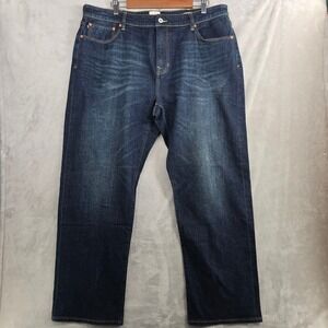 Flint and Tinder Mens Classic Fit Blue‎ Denim Jeans 38x32 Selvedge Dark Wash NEW